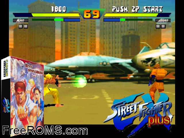 Street Fighter EX Plus (USA 970407) MAME game showing 3D box cover and gameplay screenshot