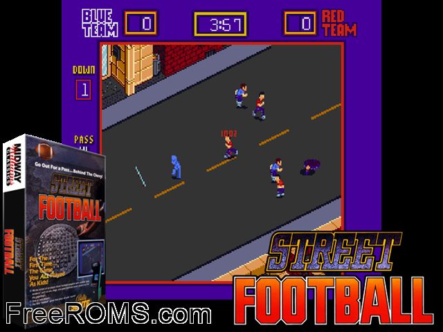 Street Football MAME game showing 3D box cover and gameplay screenshot