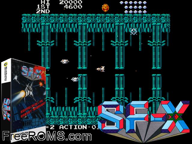 SF-X MAME game showing 3D box cover and gameplay screenshot