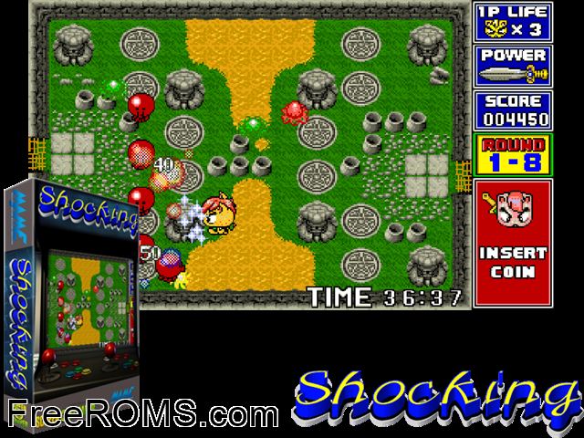 Shocking MAME game showing 3D box cover and gameplay screenshot