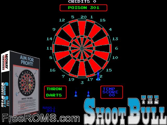 Shoot the Bull MAME game showing 3D box cover and gameplay screenshot