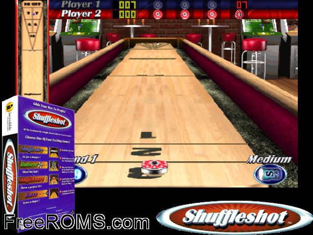 Shuffleshot (v1.40) MAME game showing 3D box cover and gameplay screenshot