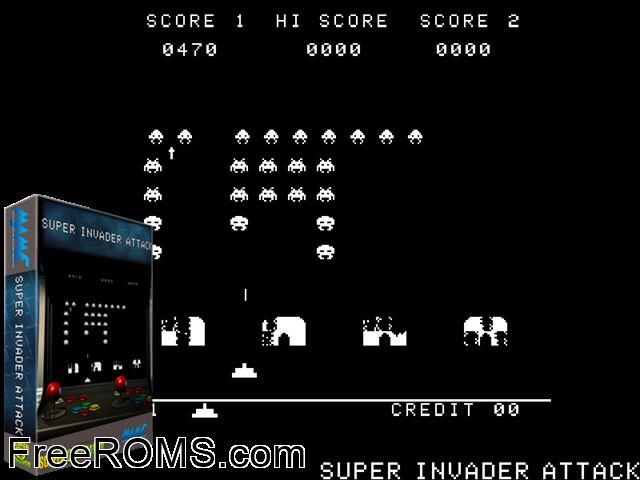 Super Invader Attack MAME game showing 3D box cover and gameplay screenshot