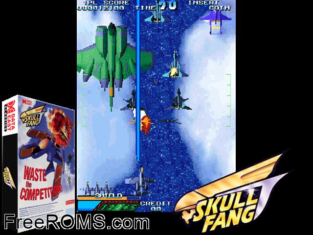 Skull Fang (Japan) MAME game showing 3D box cover and gameplay screenshot