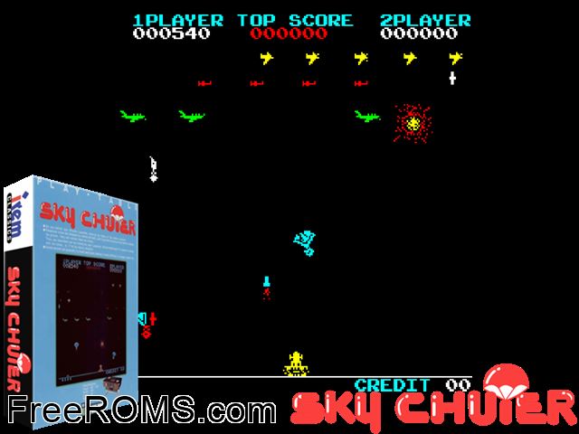 Sky Chuter MAME game showing 3D box cover and gameplay screenshot