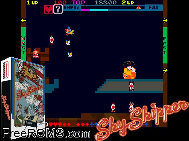 Sky Skipper MAME game showing 3D box cover and gameplay screenshot