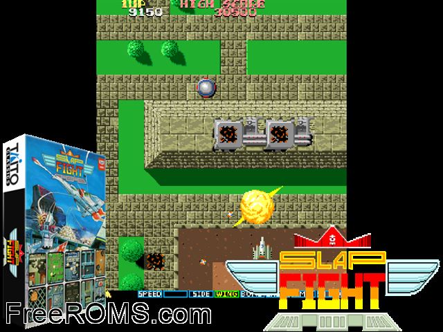 Slap Fight (bootleg) MAME game showing 3D box cover and gameplay screenshot