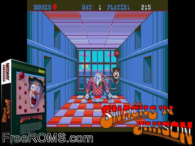 Snacks'n Jaxson MAME game showing 3D box cover and gameplay screenshot