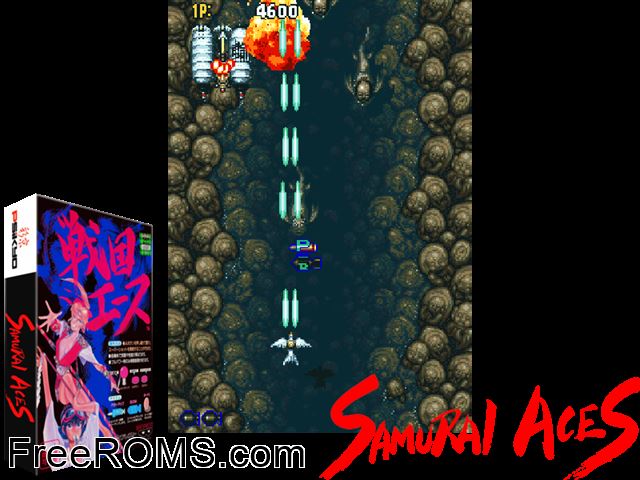 Sengoku Ace (Japan) MAME game showing 3D box cover and gameplay screenshot