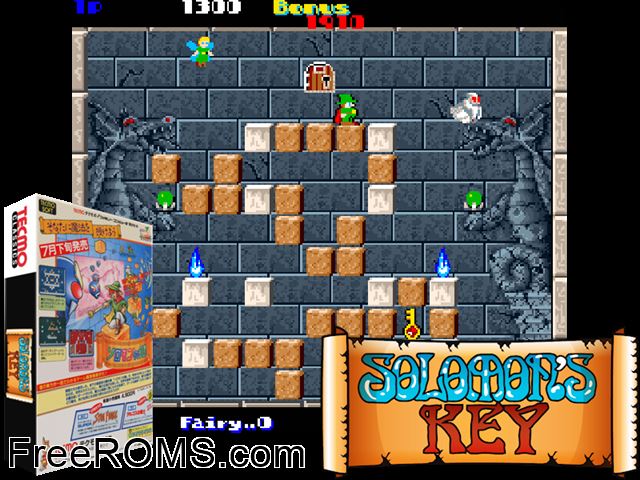 Solomon's Key (Japan) MAME game showing 3D box cover and gameplay screenshot