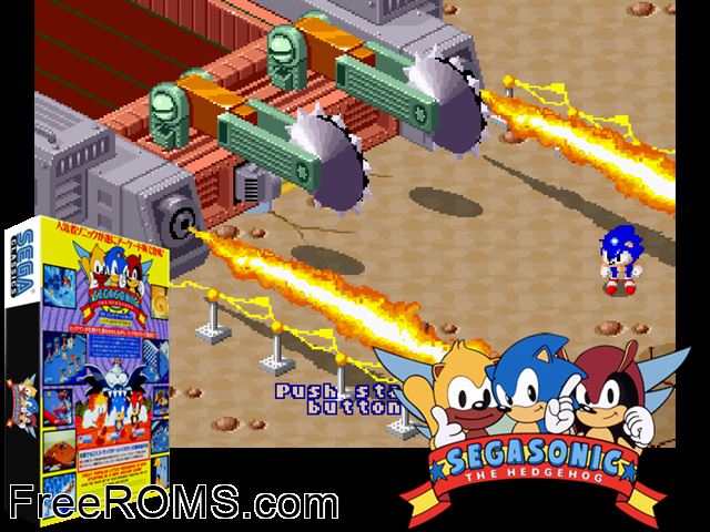 SegaSonic The Hedgehog (Japan, prototype) MAME game showing 3D box cover and gameplay screenshot