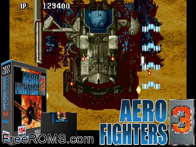 Aero Fighters 3 / Sonic Wings 3 MAME game showing 3D box cover and gameplay screenshot
