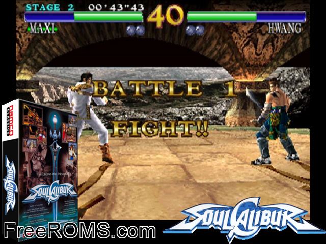 Soul Calibur (SOC14/VER.C) MAME game showing 3D box cover and gameplay screenshot