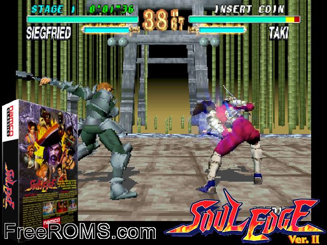 Soul Edge (SO3/VER.A) MAME game showing 3D box cover and gameplay screenshot