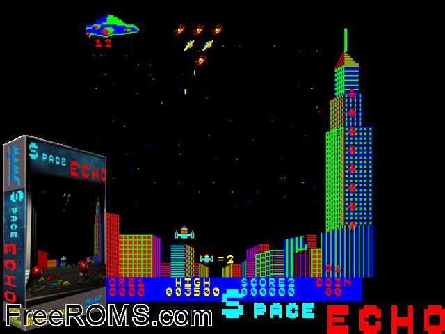 Space Echo MAME game showing 3D box cover and gameplay screenshot