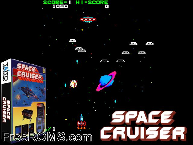 Space Cruiser MAME game showing 3D box cover and gameplay screenshot