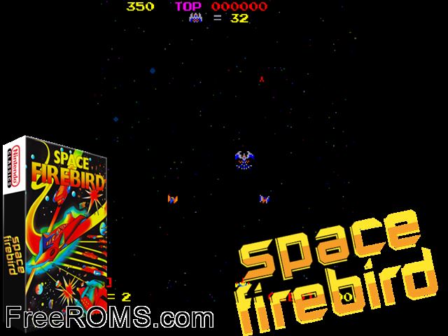 Space Firebird (Gremlin) MAME game showing 3D box cover and gameplay screenshot