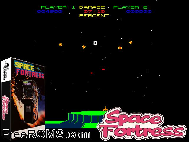 Space Fortress MAME game showing 3D box cover and gameplay screenshot