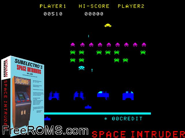 Space Intruder MAME game showing 3D box cover and gameplay screenshot