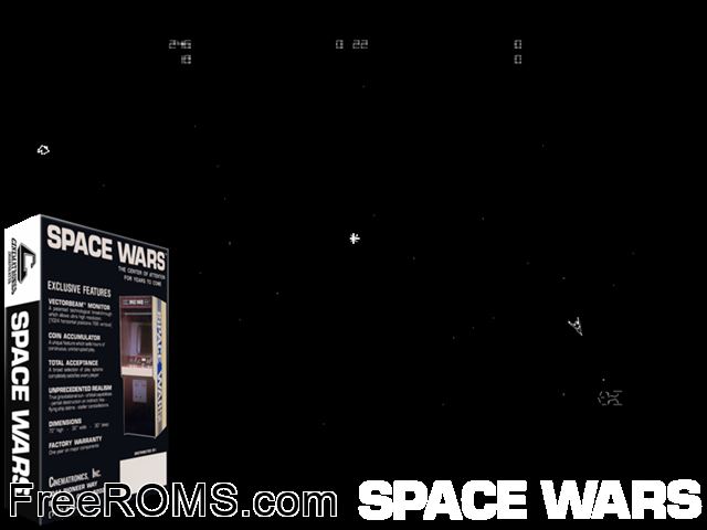 Space Wars MAME game showing 3D box cover and gameplay screenshot
