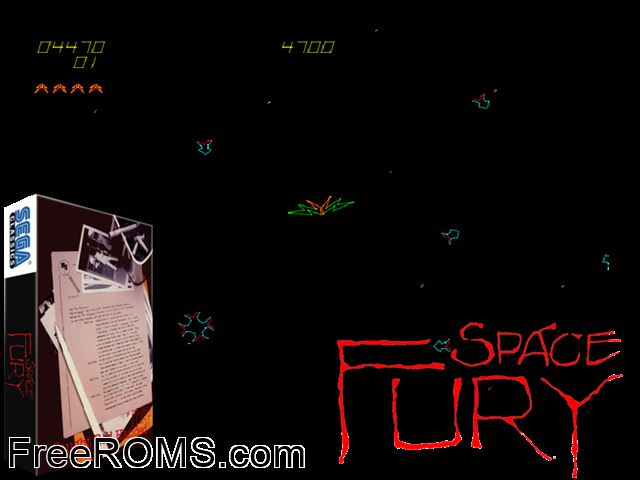Space Fury (revision A) MAME game showing 3D box cover and gameplay screenshot