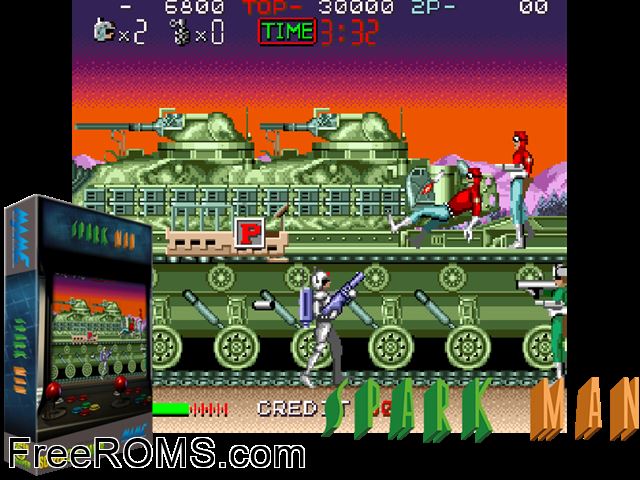 Spark Man (v 2.0) MAME game showing 3D box cover and gameplay screenshot