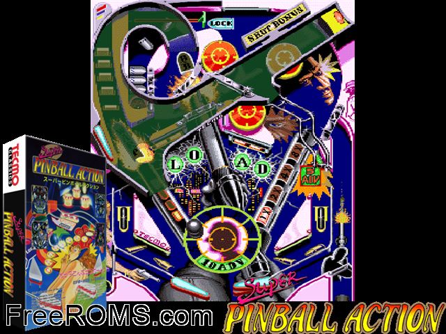 Super Pinball Action (US) MAME game showing 3D box cover and gameplay screenshot