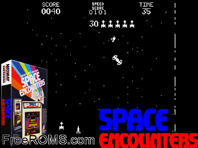 Space Encounters MAME game showing 3D box cover and gameplay screenshot
