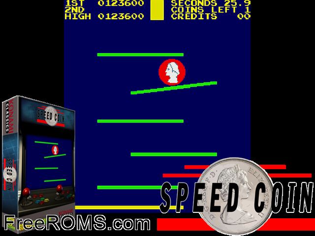 Speed Coin (prototype) MAME game showing 3D box cover and gameplay screenshot