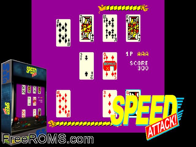 Speed Attack! MAME game showing 3D box cover and gameplay screenshot