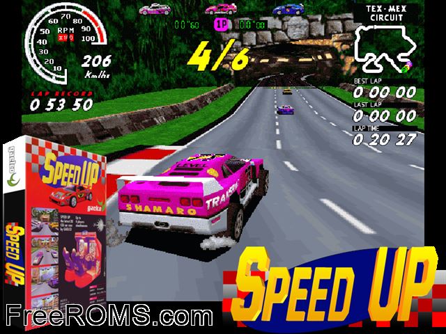 Speed Up MAME game showing 3D box cover and gameplay screenshot