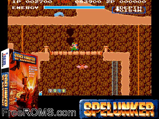Spelunker (Japan) MAME game showing 3D box cover and gameplay screenshot