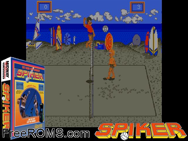 Spiker MAME game showing 3D box cover and gameplay screenshot