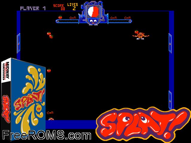 Splat! MAME game showing 3D box cover and gameplay screenshot