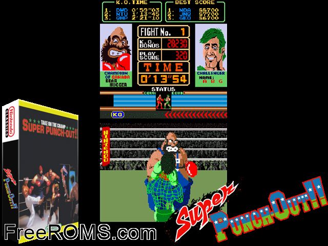 Super Punch-Out!! MAME game showing 3D box cover and gameplay screenshot