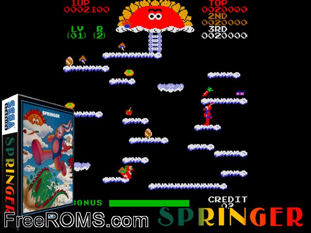 Springer MAME game showing 3D box cover and gameplay screenshot