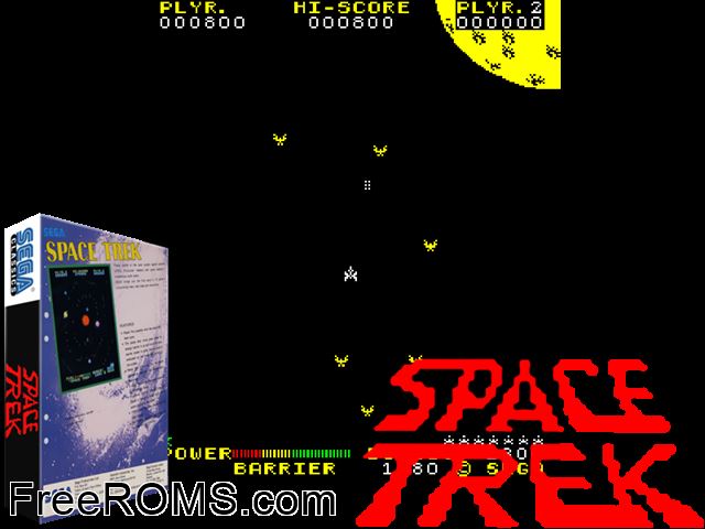 Space Trek (cocktail) MAME game showing 3D box cover and gameplay screenshot