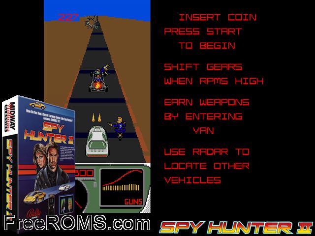 Spy Hunter 2 (rev 2) MAME game showing 3D box cover and gameplay screenshot