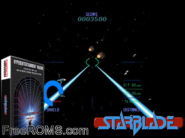 Starblade MAME game showing 3D box cover and gameplay screenshot