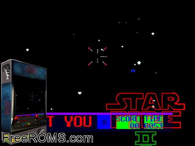 Star Fire 2 MAME game showing 3D box cover and gameplay screenshot