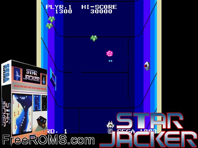 Star Jacker (Stern) MAME game showing 3D box cover and gameplay screenshot