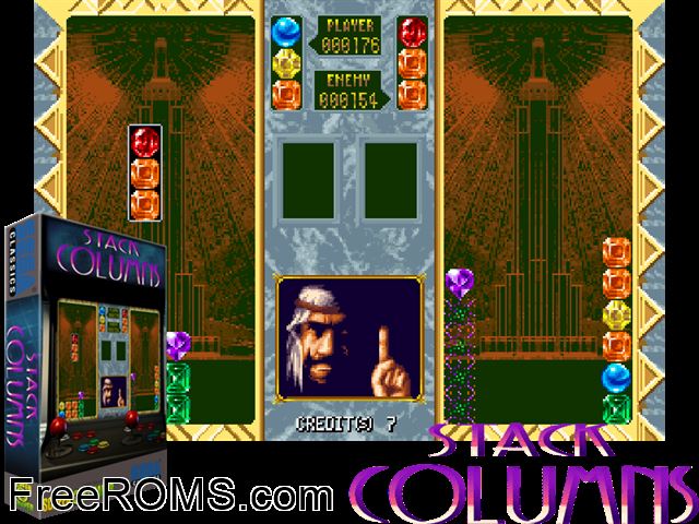 Stack Columns (World) MAME game showing 3D box cover and gameplay screenshot