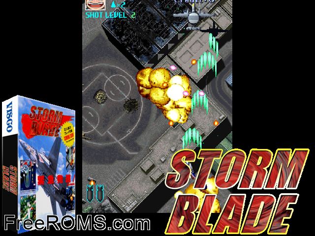 Storm Blade (US) MAME game showing 3D box cover and gameplay screenshot