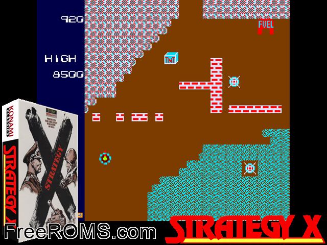 Strategy X (Stern) MAME game showing 3D box cover and gameplay screenshot