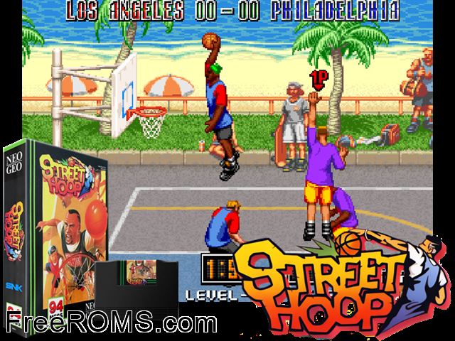 Street Hoop / Street Slam / Dunk Dream MAME game showing 3D box cover and gameplay screenshot