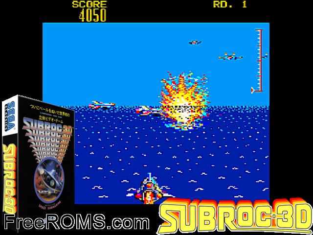 Subroc-3D MAME game showing 3D box cover and gameplay screenshot