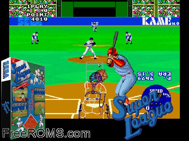 Super League (FD1094 317-0045?) MAME game showing 3D box cover and gameplay screenshot