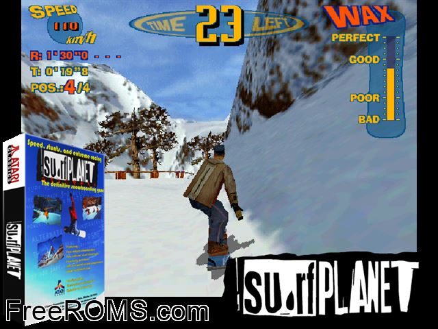Surf Planet MAME game showing 3D box cover and gameplay screenshot