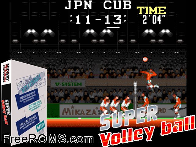 Super Volleyball (Korea) MAME game showing 3D box cover and gameplay screenshot