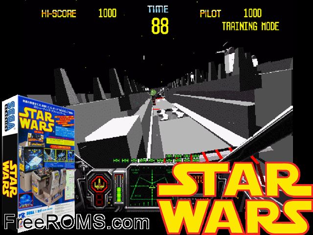 Star Wars Arcade MAME game showing 3D box cover and gameplay screenshot